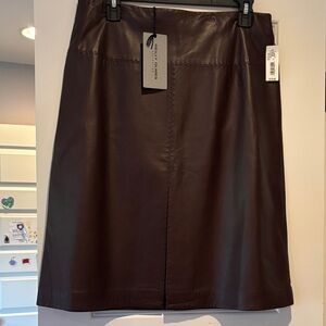 Chic Brown Leather A-Line Skirt